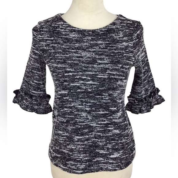 Banana Republic Boucle Ruffle Tweed Blouse Size XS - Picture 2 of 5